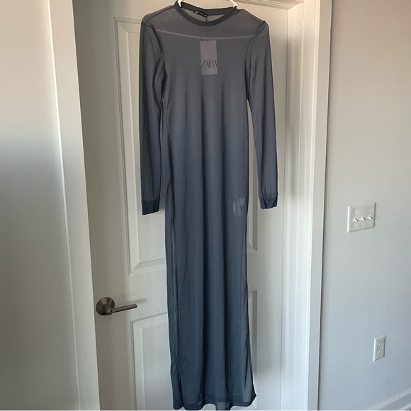 Zara Grey Sheer Dress - Picture 12 of 12